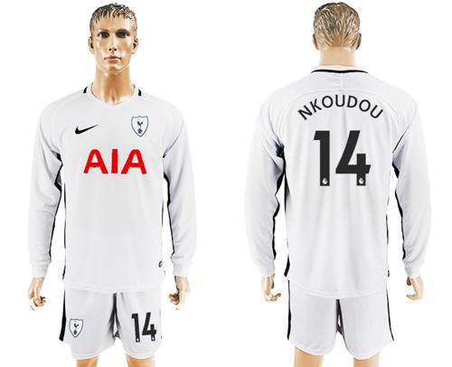 Tottenham Hotspur #14 Nkoudou Home Long Sleeves Soccer Club Jersey